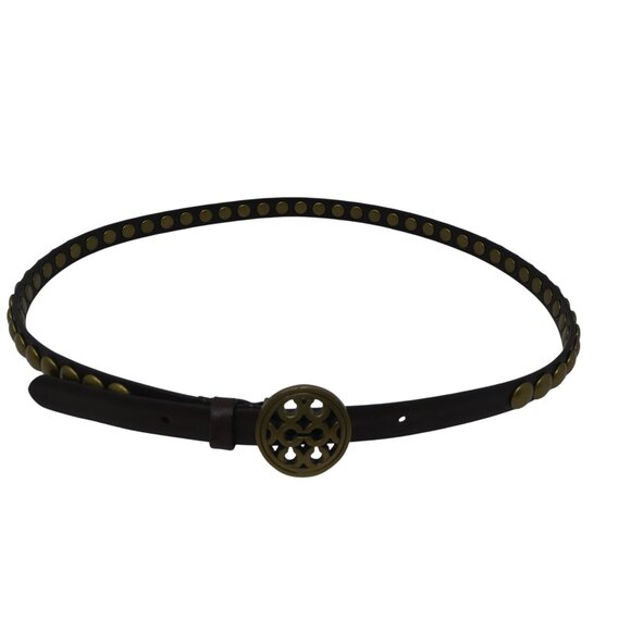 Coach Brown Leather Brass Studded Belt main image 9